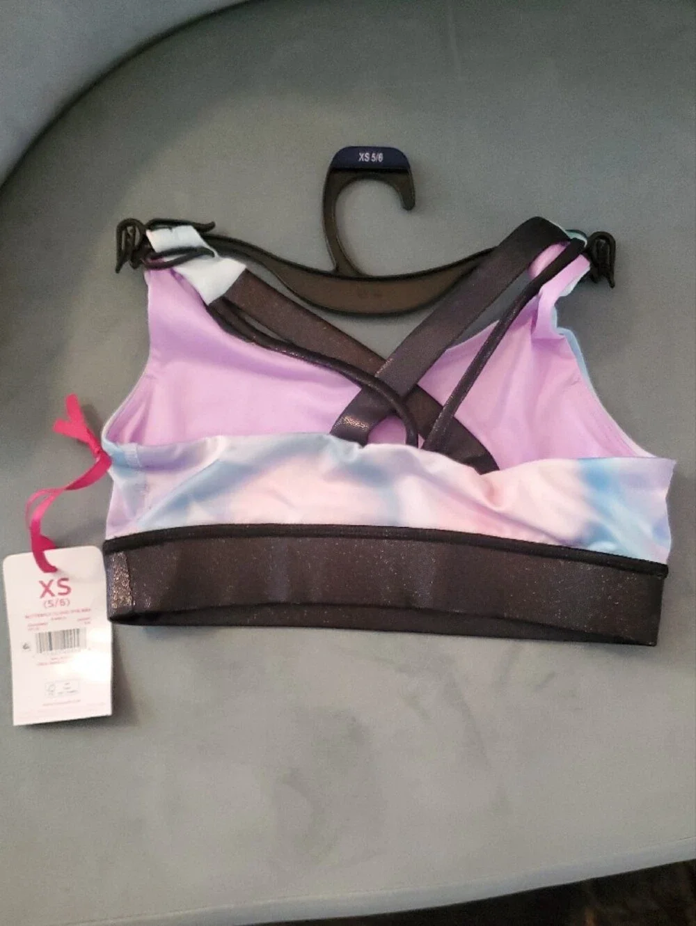 Justice Girls' Pastel Tie-Dye Sports Bra - Purple, Blue, Pink